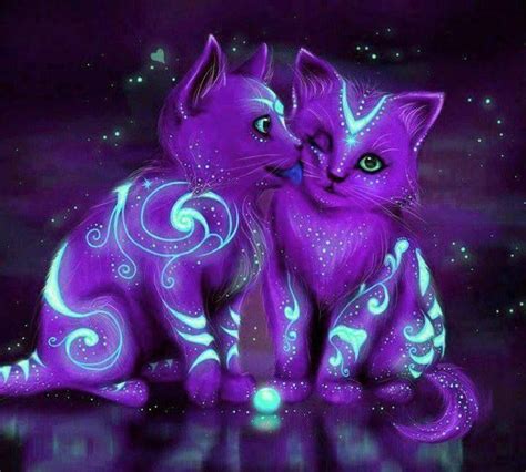 Magical Creatures | Purple cat, Cat art, Cute cats