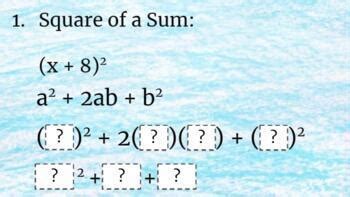 Special Binomial Products (Interactive Google Slides) by Michelle Nock