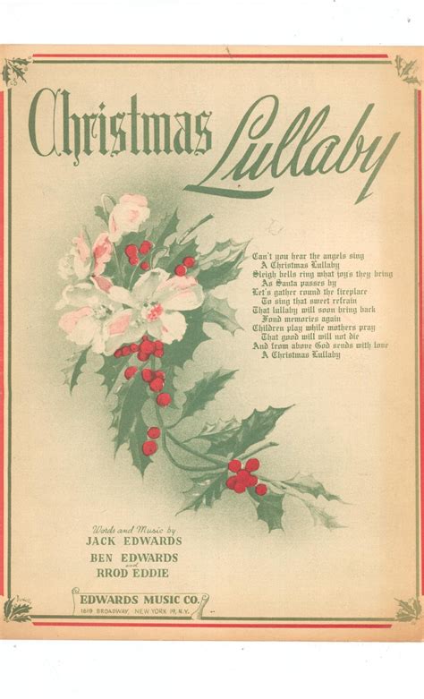 Vintage Christmas Lullaby Sheet Music Edwards Music Co.