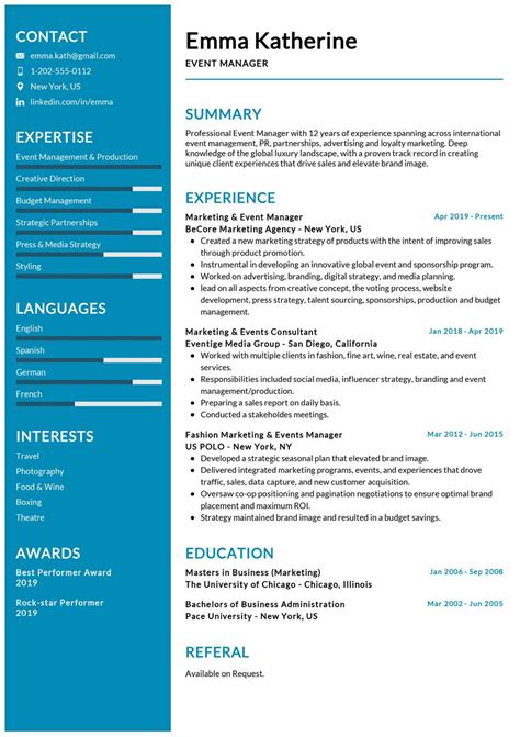 Event Manager Resume Example | Event planning resume, Event planner ...