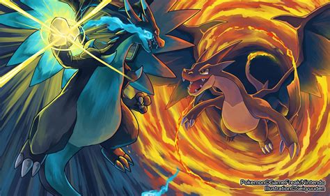 Mega Charizard X Versus Y !! My wallpaper atm~ Credits to the artist ...