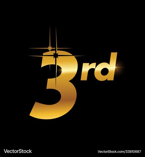 Gold 3rd logo Royalty Free Vector Image - VectorStock