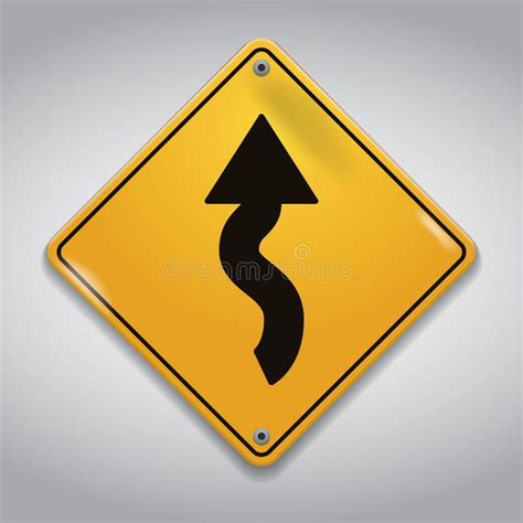 Winding Road Left Road Sign. Vector Illustration Decorative Design ...