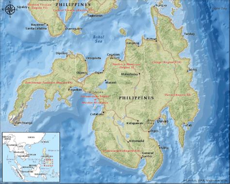 Map of the Mindanao region, southern Philippines Courtesy of the ...