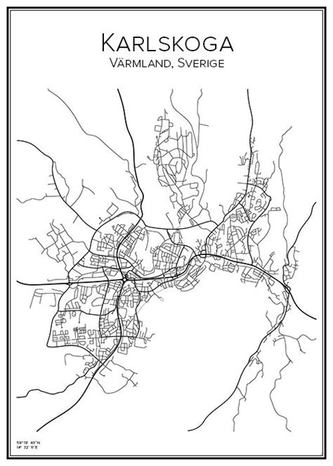 Stadskarta över Karlskoga | Handritade stadskartor och posters | Stadskarta, Affisch, Karta