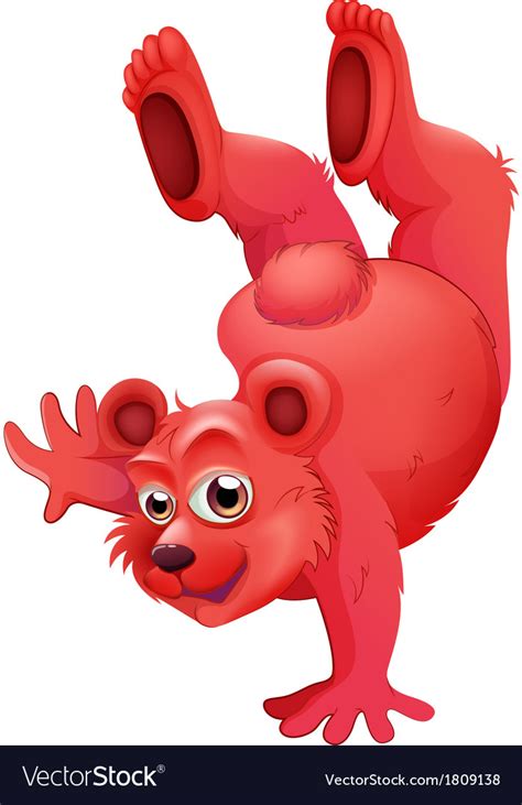 A red bear doing handstand Royalty Free Vector Image