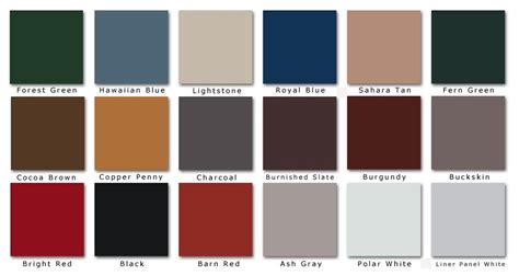 Standing Seam Roofing Color Chart | Roofing, Metal roof, Standing seam