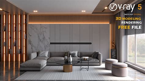 Living room | Interior Design | Vray 5 Sketchup interior #33 - YouTube