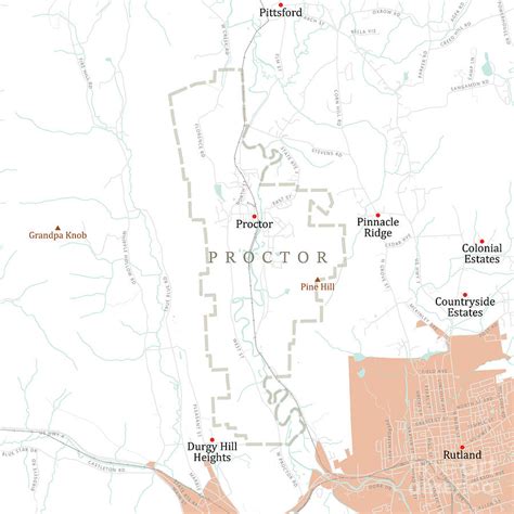 VT Rutland Proctor Vector Road Map Digital Art by Frank Ramspott