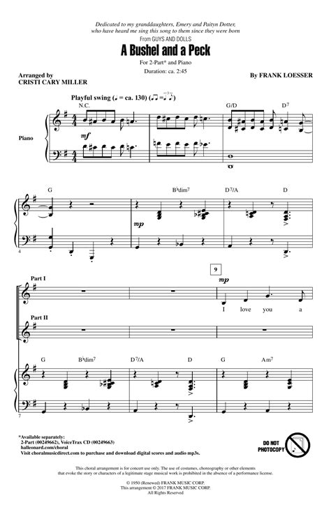 A Bushel And A Peck by Cristi Cary Miller Sheet Music for 2-Part Choir at Sheet Music Direct