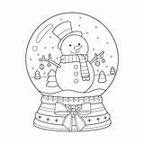 Premium Vector  Snowglobe With Snowman And Trees Coloring Pages sketch template
