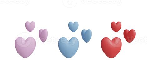 Free Sweet pastel hearts on a white background, 3d rendering. 21878203 PNG with Transparent ...