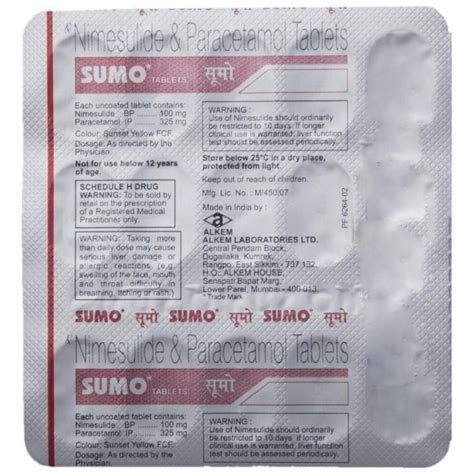 Sumo Tablet (15): Uses, Price, Dosage, Side Effects, Substitute, Buy Online