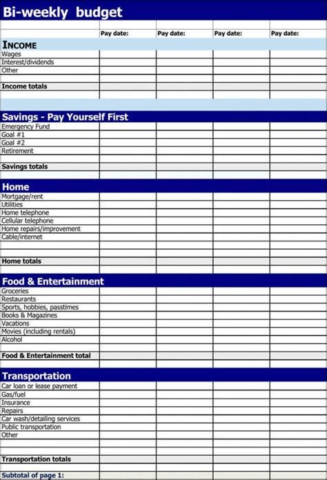 11 Free Biweekly Budget Templates Word Excel Bi Weekly Household Budget Template Doc | Dremelmicro