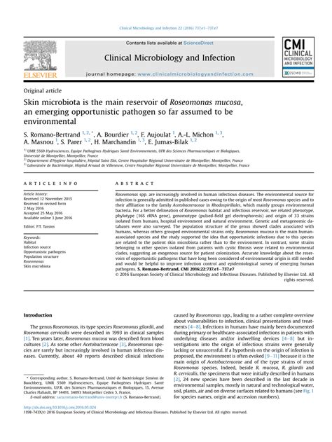 (PDF) Skin microbiota is the main reservoir of Roseomonas mucosa, an emerging opportunistic ...