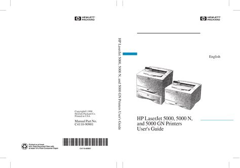 Hp Laserjet 5000 Users Manual 5000, N, And GN Printers User's Guide ...