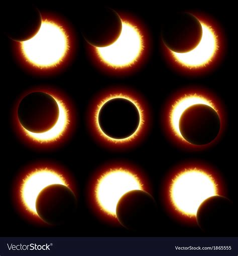 Solar eclipse phases Royalty Free Vector Image