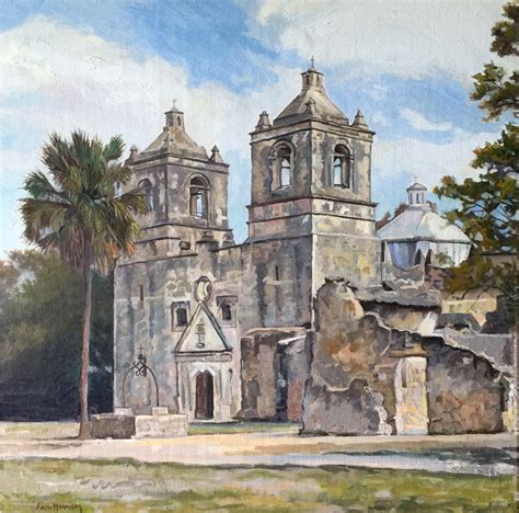 Eric Harrison - "Mission Concepción" - #1197 | Texas Art | Vintage Texas Paintings