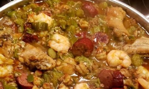 Okra Stew With Chicken, Sausage, Shrimp And Crawfish Tails, Onion and Green Peppers - Recipes Online