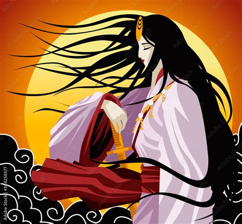 amaterasu Shinto, sun mythology goddess Stock Vector | Adobe Stock