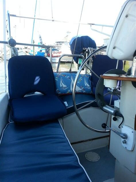 New cockpit cushions. Comfy. | Boat upholstery, Sailboat interior, Sailboat design