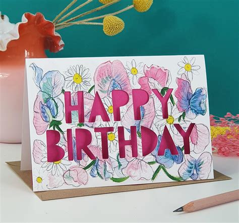 April Birth Flower Birthday Card | Miss Bespoke Papercuts