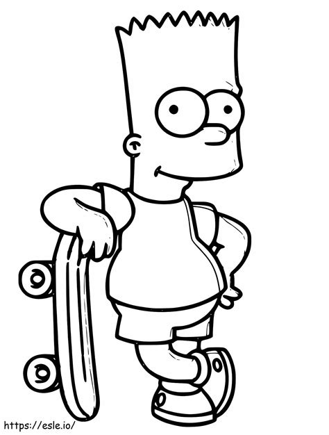 Bart Simpson mit Skateboard A4 ausmalbilder