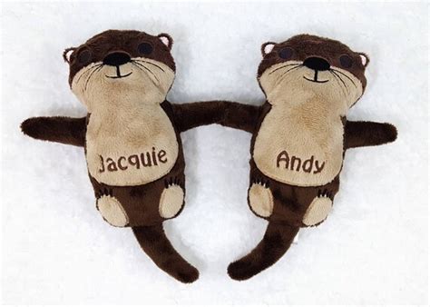 Personalized Stuffed Animal Otters Holding Hands Otter Plush