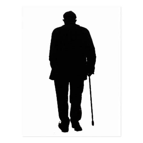 Old Elderly Man Walking Black Silhouette Drawing Postcard | Zazzle | Silhouette drawing, Old man ...