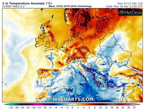 A powerful high-pressure system dominates Europe until the New Year ...