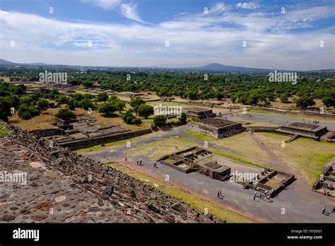 Scenic view of Avenue of dead in Teotihuacan, Mayan pyramids near ...