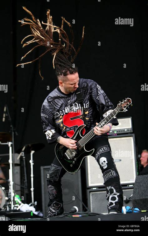 Guitarist Zoltan Bathory of band Five Finger Death Punch performs on the main stage during the ...