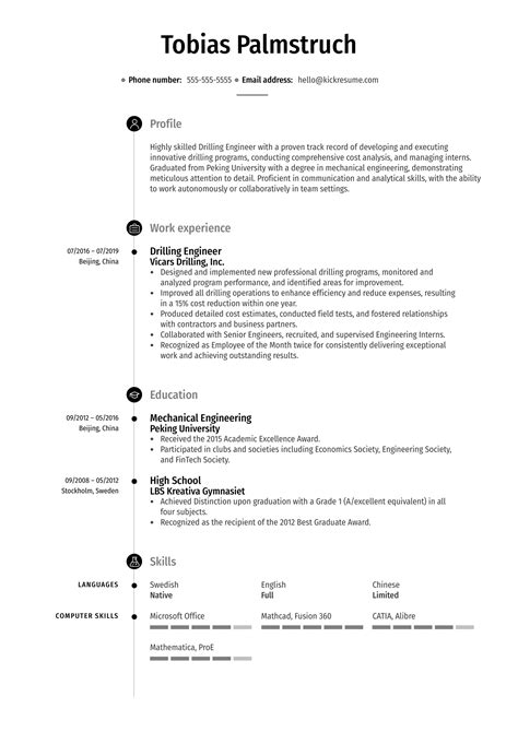 Drilling Engineer Resume Sample | Kickresume