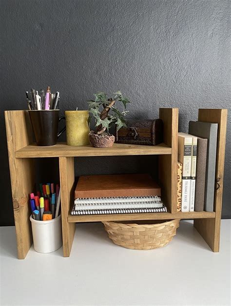 Wooden Bookcase, Desktop Book Organizer, Rustic Spice Editor, Multi-eye ...