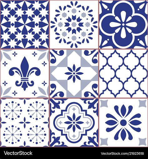 Portuguese tile seamless pattern azluejo Vector Image