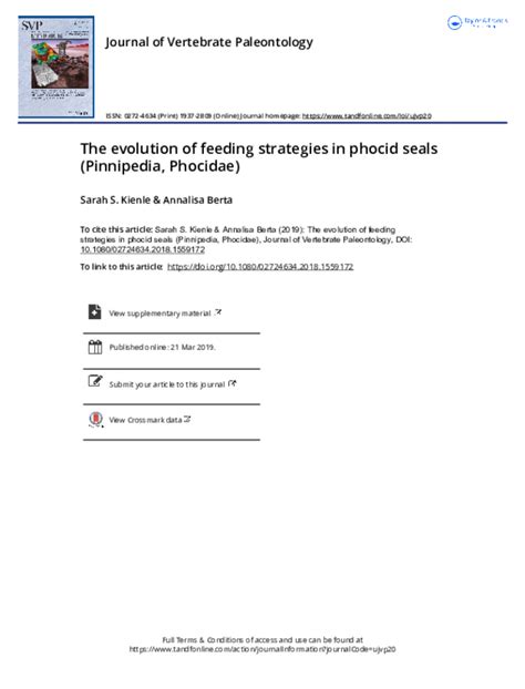 (PDF) The evolution of feeding strategies in phocid seals (Pinnipedia, Phocidae) | Annalisa ...