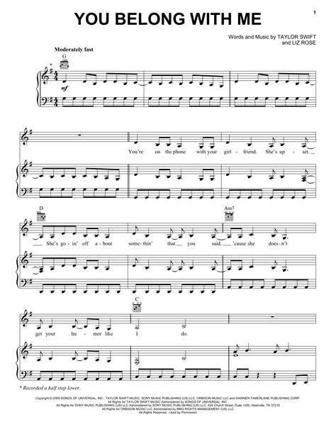 You Belong With Me | Sheet Music Direct