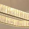 Luxury K9 Crystal LED Linear Crystal Chandelier For Modern Oval Dining Room With Steel Plating ...