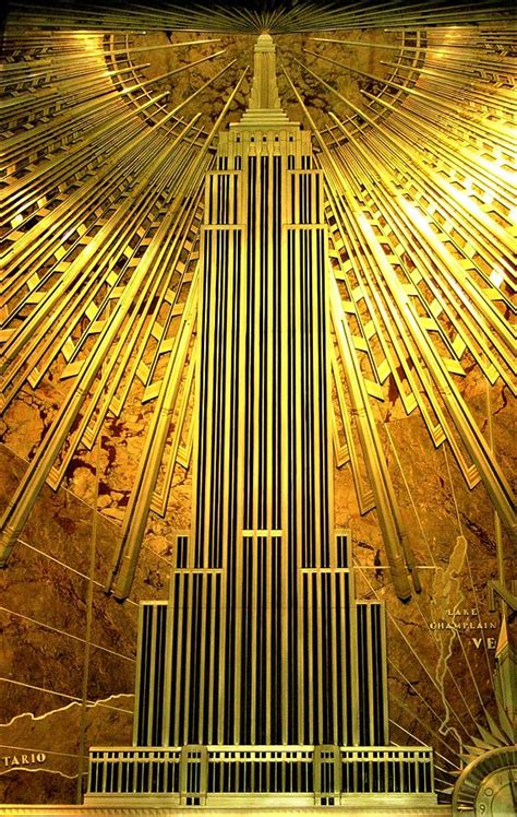 Empire State Building Gold Art Deco Sunburst portrait Digital Art by ...