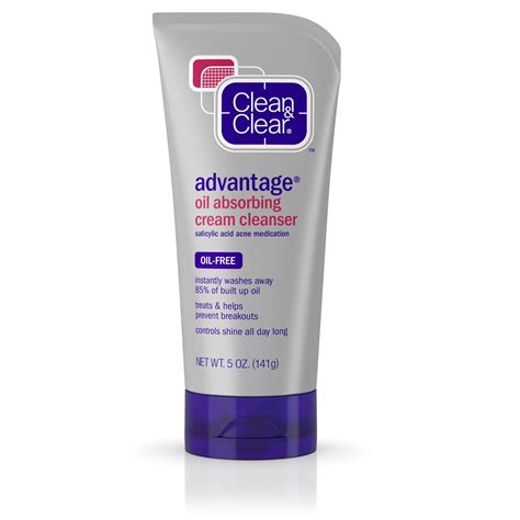 Clean & Clear Oil Absorbing Cream Face Wash with Salicylic Acid, 5 oz ...