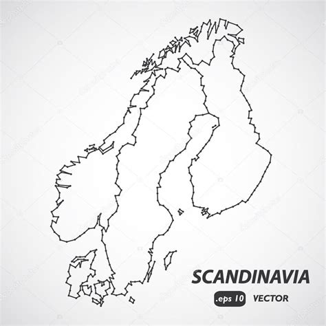 Scandinavia borders map, scandinavia map vector, Denmark, Norway ...