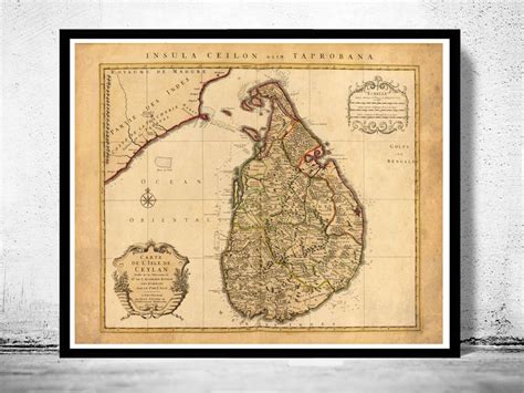 Old Map of Sri Lanka Old Ceylon 1742 Vintage Map - VINTAGE MAPS AND PRINTS