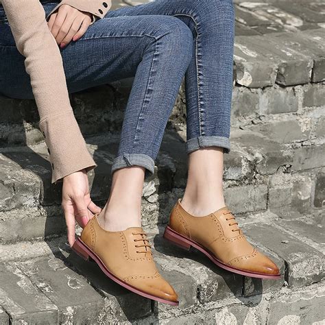 Luxury Brand Oxfords Shoes Woman 2019 Lady Derby Shoes Natural Leather ...