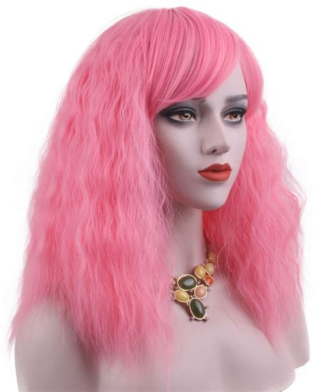 curly pink wig | Pink wig, Wigs with bangs, Bob wigs