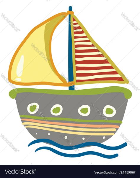 Drawing of a colorful boat or color Royalty Free Vector