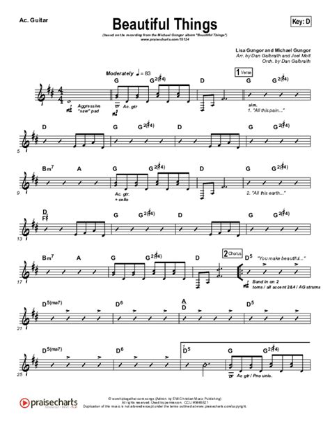 Beautiful Things Acoustic Guitar Sheet Music PDF (Michael Gungor) - PraiseCharts