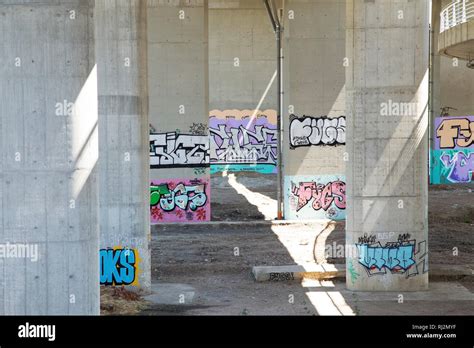 Graffiti under the overpass Stock Photo - Alamy