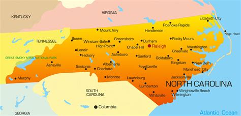 North Carolina Map - Guide of the World