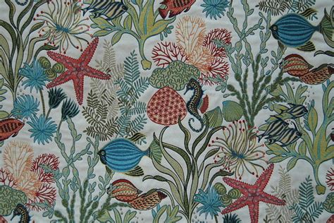 Holy Mackerel Aqua Fabric - Coastal - Upholstery Fabric - by 1502 Fabrics