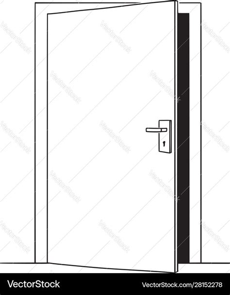 Cartoon drawing slightly open door opportunity Vector Image